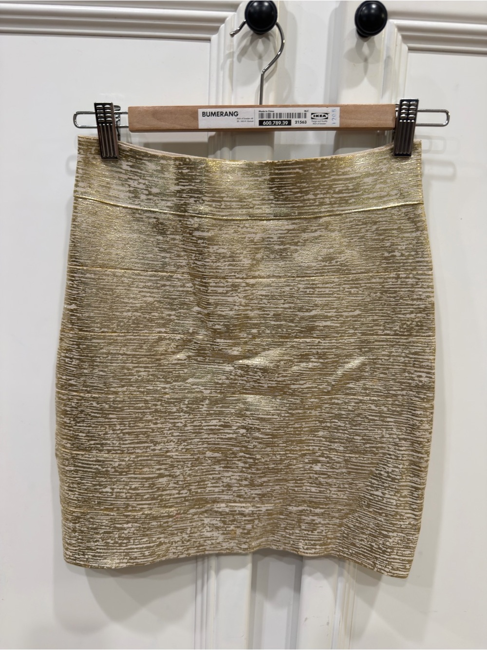bebe Metallic Gold Textured Mini Skirt